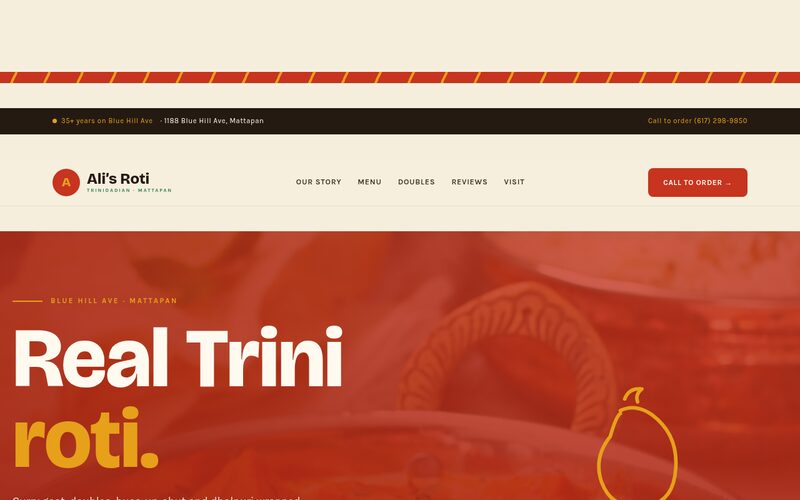 Ali's Roti website designed by Steady Stream