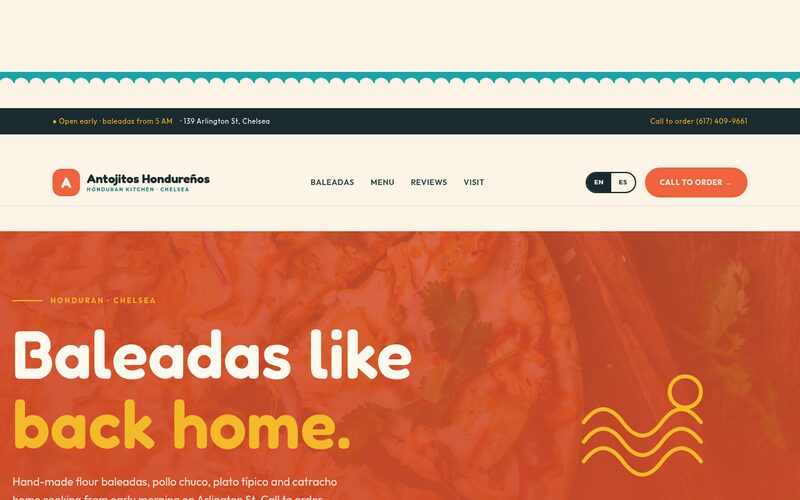 Antojitos Hondureños website designed by Steady Stream
