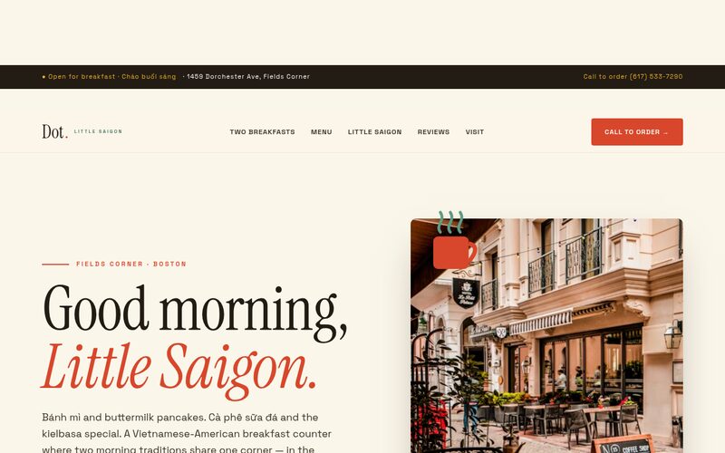 Dot Café website designed by Steady Stream
