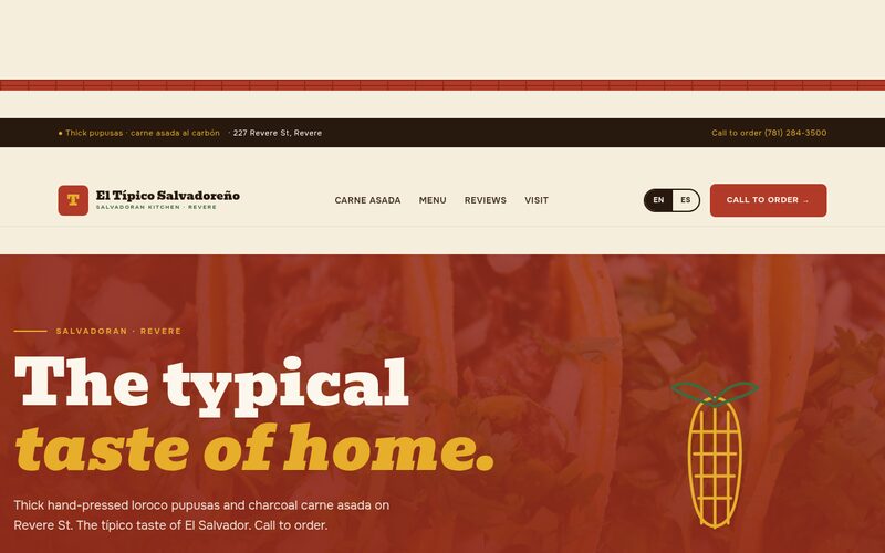 El Típico Salvadoreño website designed by Steady Stream