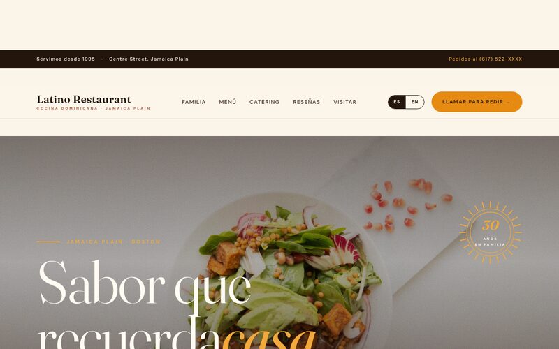 Latino Restaurant website designed by Steady Stream