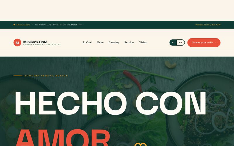 Minina's Café website designed by Steady Stream