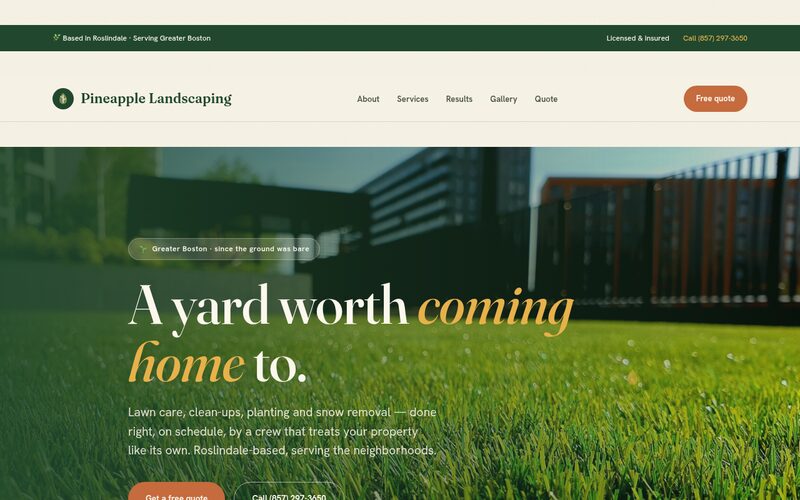 Pineapple Landscaping website designed by Steady Stream
