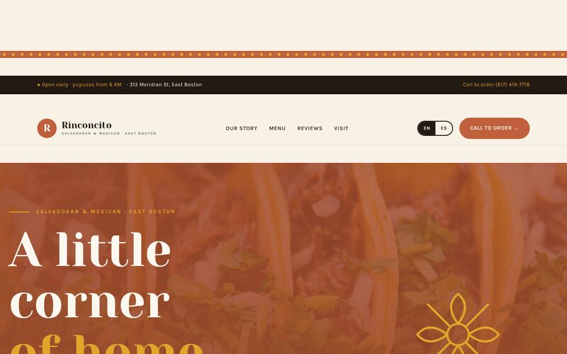 Rinconcito Salvadoreño website designed by Steady Stream