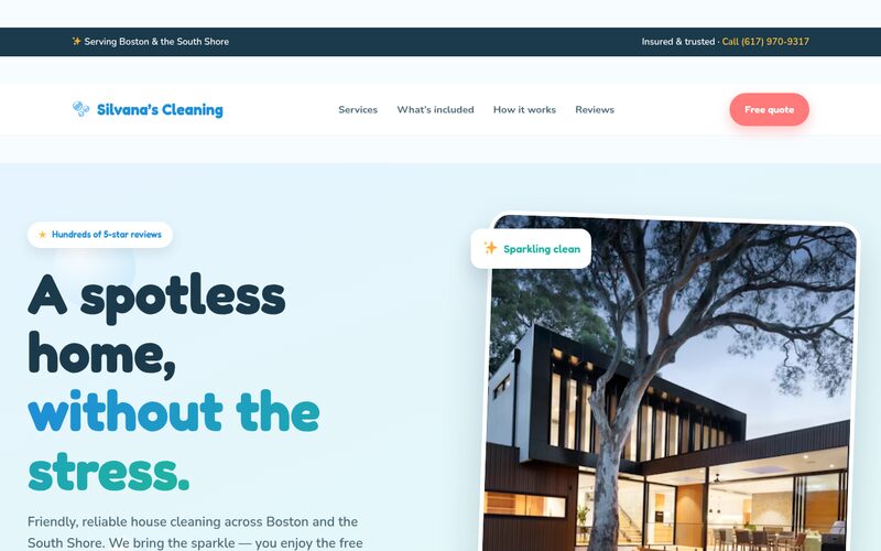 Silvana's House Cleaning website designed by Steady Stream
