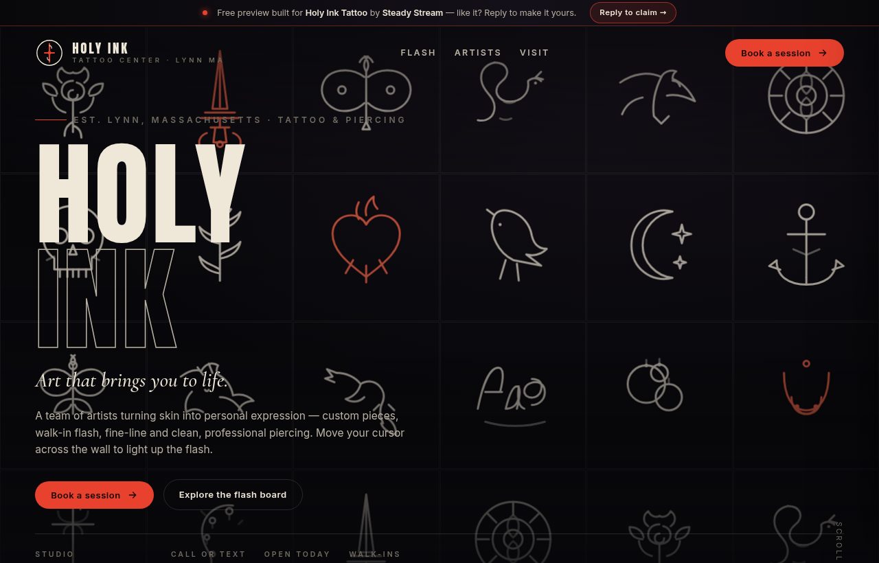 Holy Ink Tattoo &mdash; custom website preview